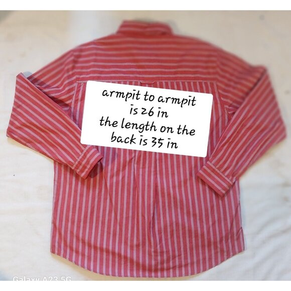 Chaps Men's XL Red & White Striped Long-Sleeve Button-Down Shirt Preppy Classic - Picture 2 of 6